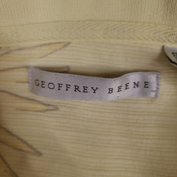 Geoffrey Beene Polo Shirt Mens XL Yellow Beige Striped Hawaiian Short Sleeve - Picture 5 of 13